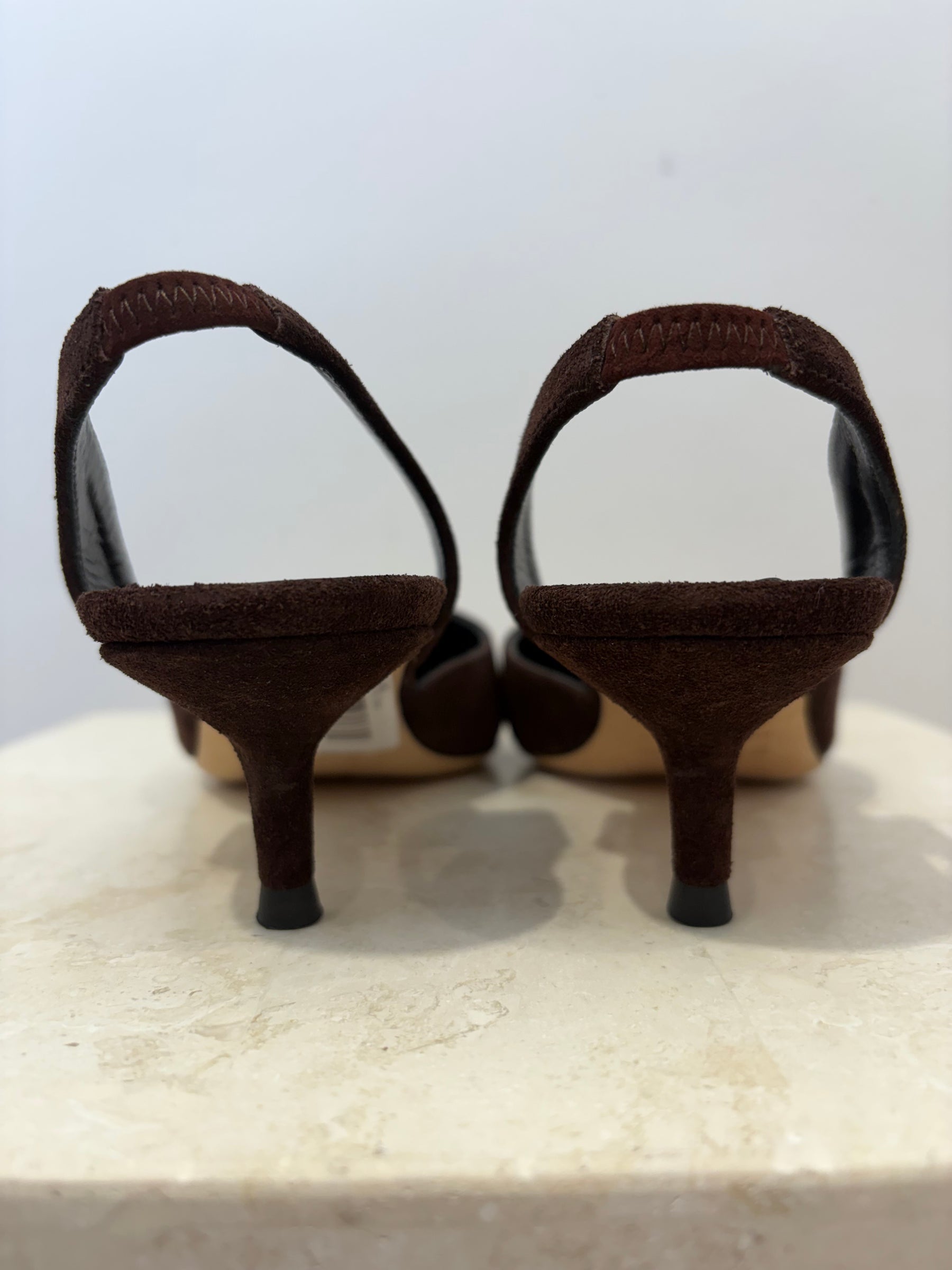 Staud Brown Suede Pointed Slingback, 37
