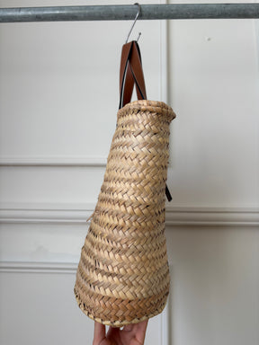 Loewe Raffia And Tan Leather Basket Bag Large
