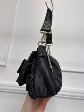 Fendi Black Nylon Multi Pocket Convertible Baguette Bag