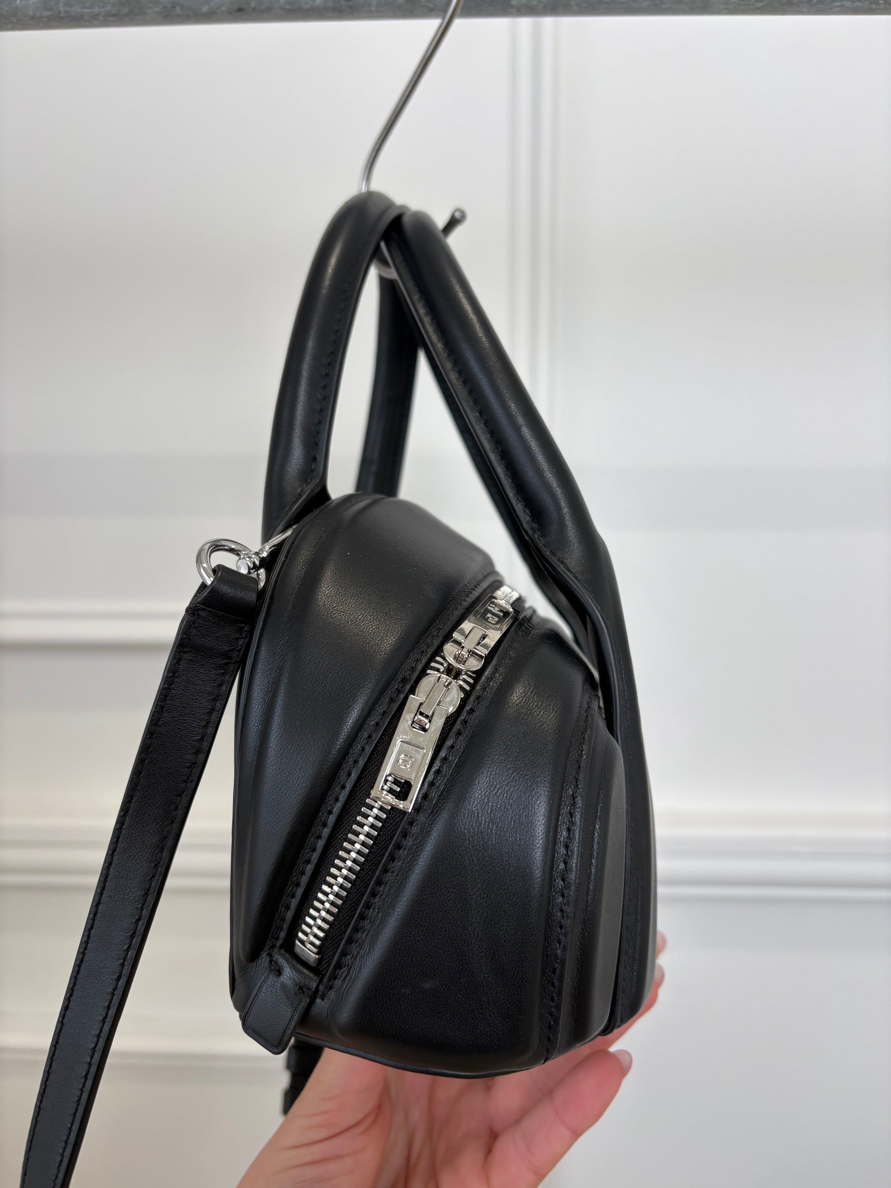 Alexander Wang Black Leather Small Rock Panelled Bag