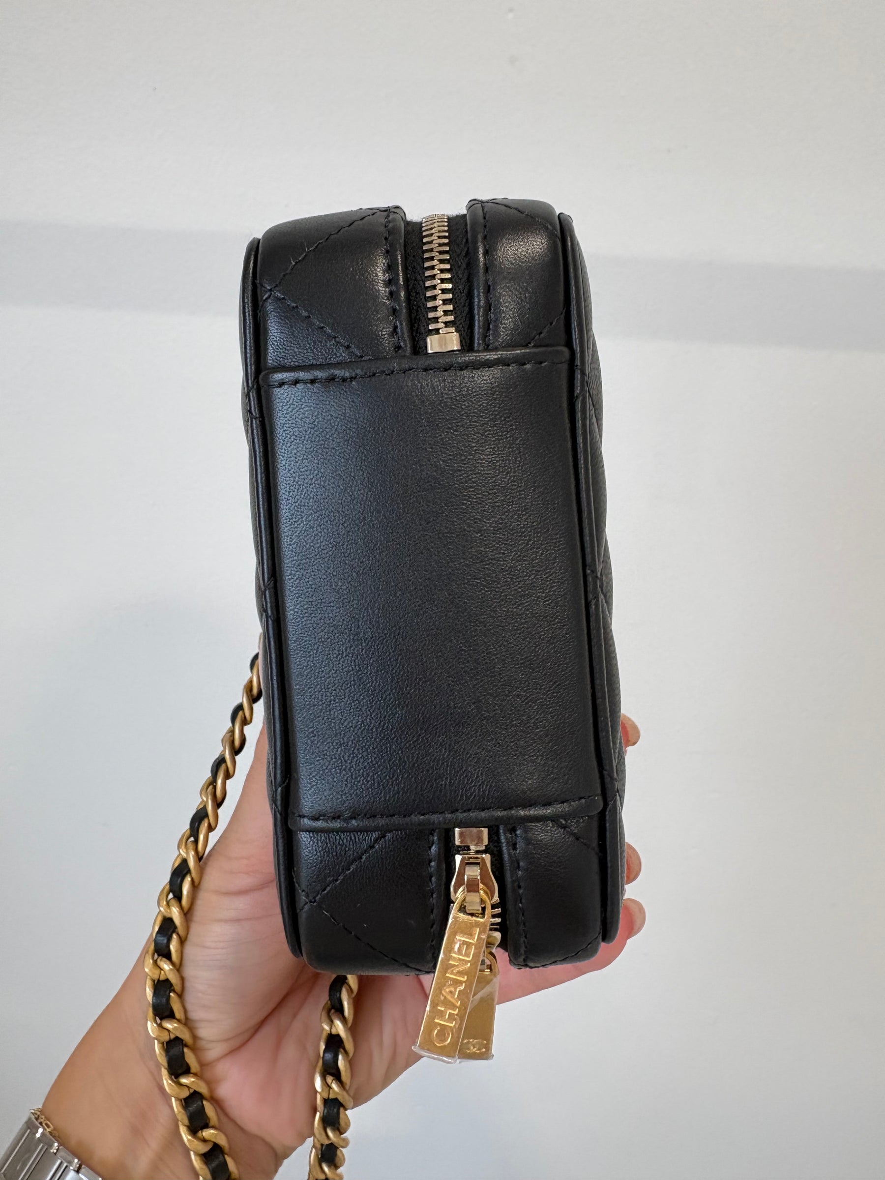 Chanel Black Lambskin Mini Top Handle Vanity Case