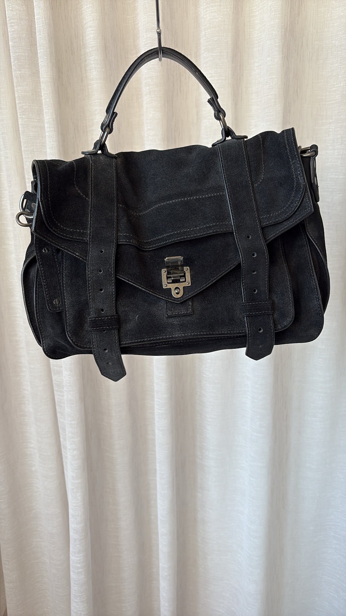 Proenza Schouler Black Suede PS1 Satchel Bag