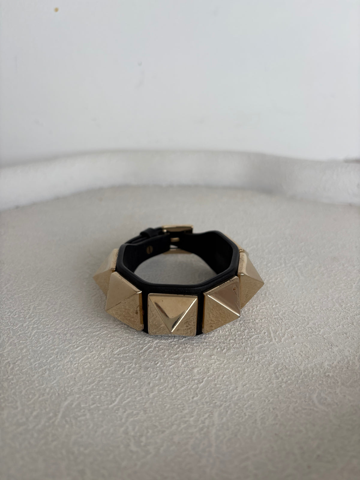 Valentino Black Leather Chunky Rockstud Bracelet