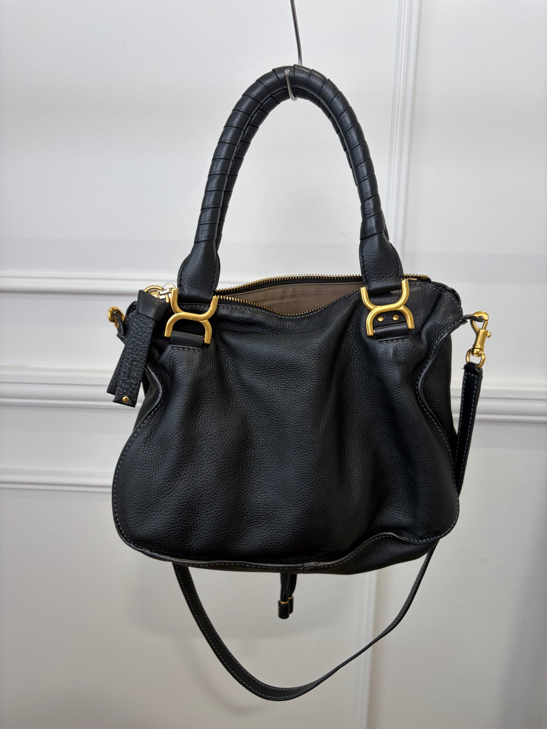Chloé Black Leather Marcie Tote Bag