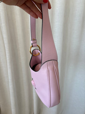 Versace Pink Leather Medusa Hobo Shoulder Bag