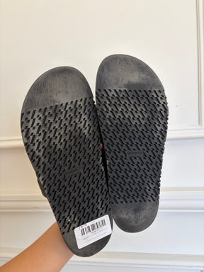 Hermès Black Leather Empire Sandals, 41
