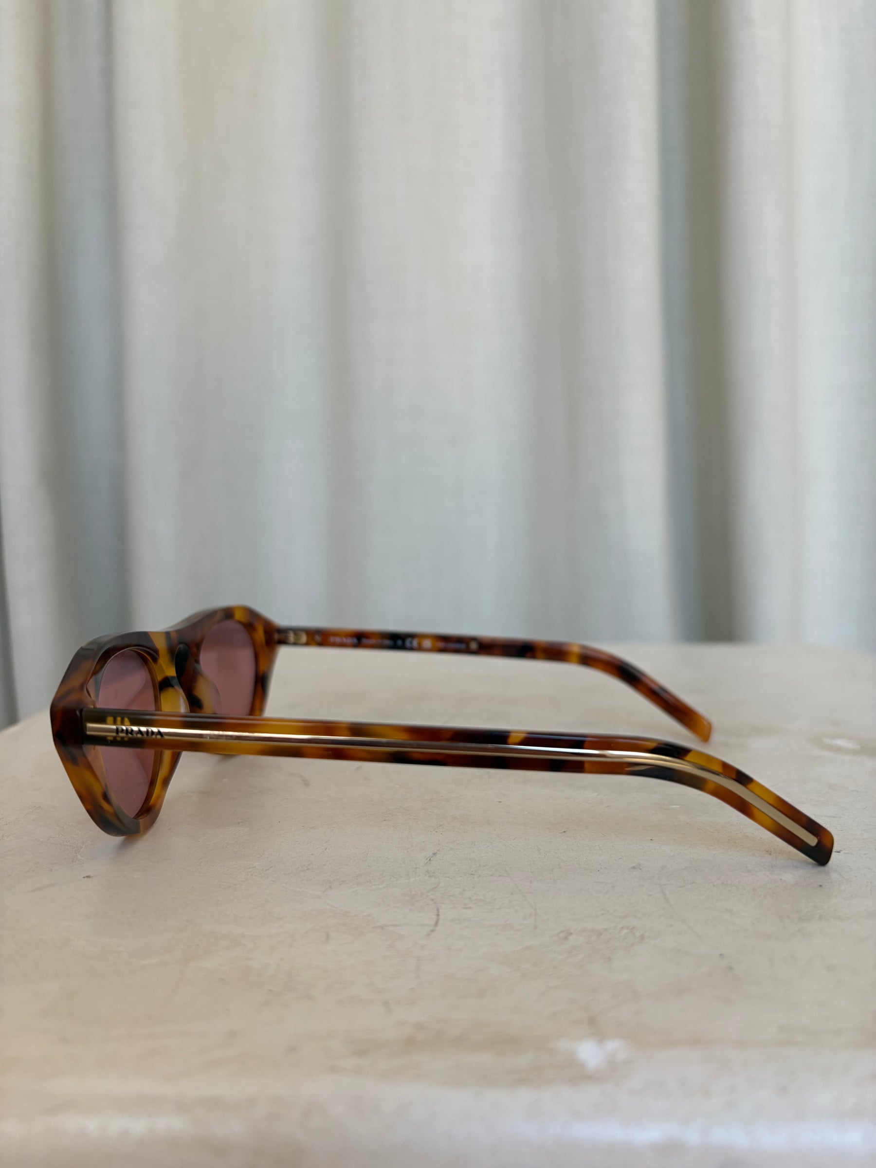 Prada Amber Tortoishell Pilot Sunglasses