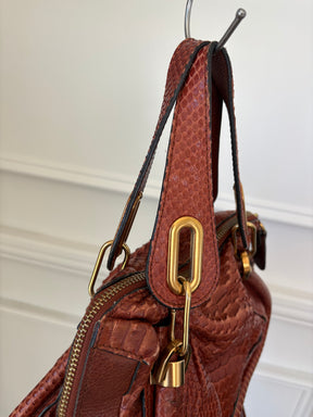 Chloé Chestnut Python and Leather Paraty Tote Bag