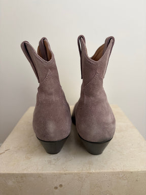 Isabel Marant Lilac Suede Western Ankle Boot, 41