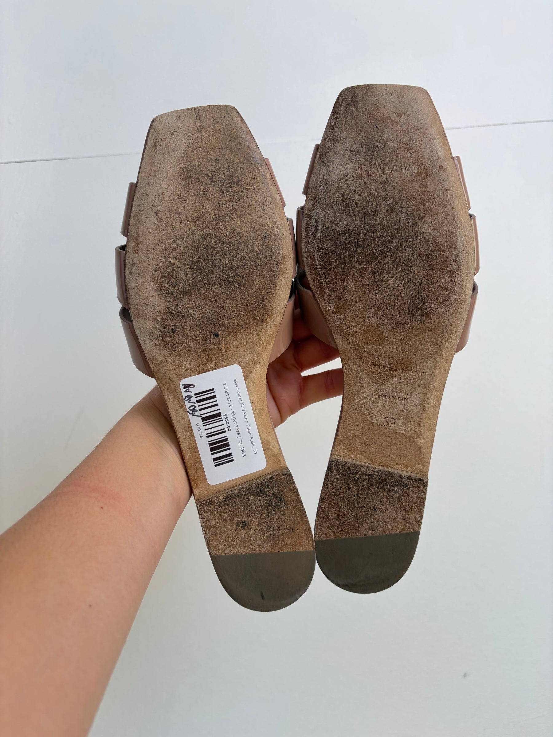 Saint Laurent Nude Patent Tribute Slides, 39