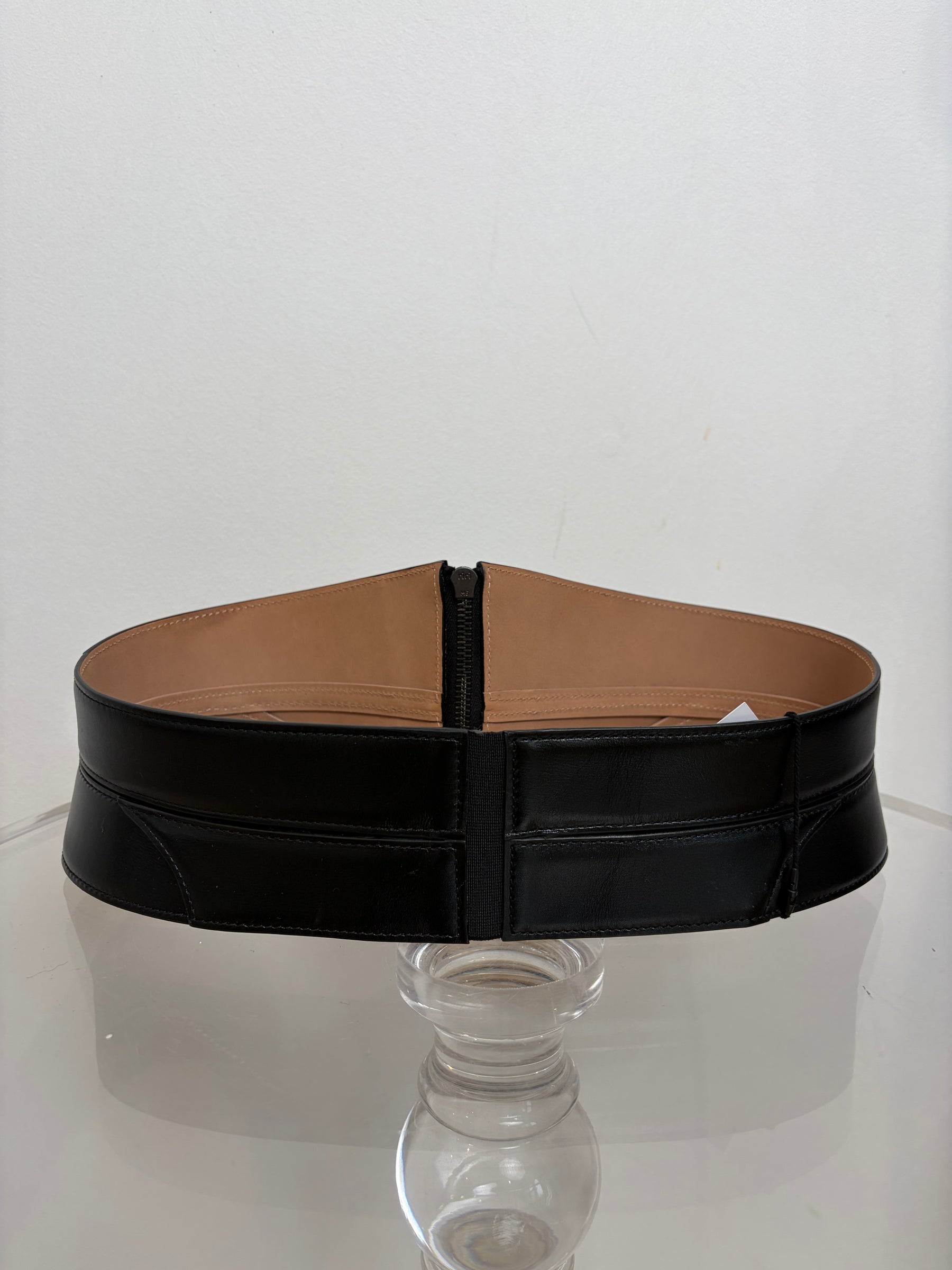 Alaia Black Leather Waist Belt, 75