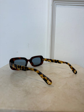 Lucy Folk Draa Embossed Rectangular Sunglasses Brown