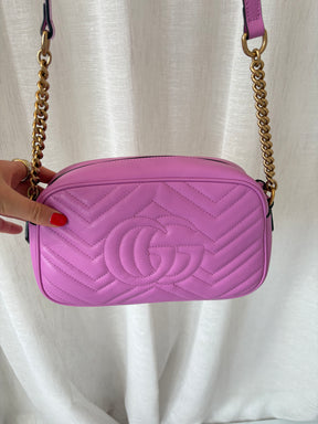Gucci Mauve Quilted Leather Marmont Small Camera Bag