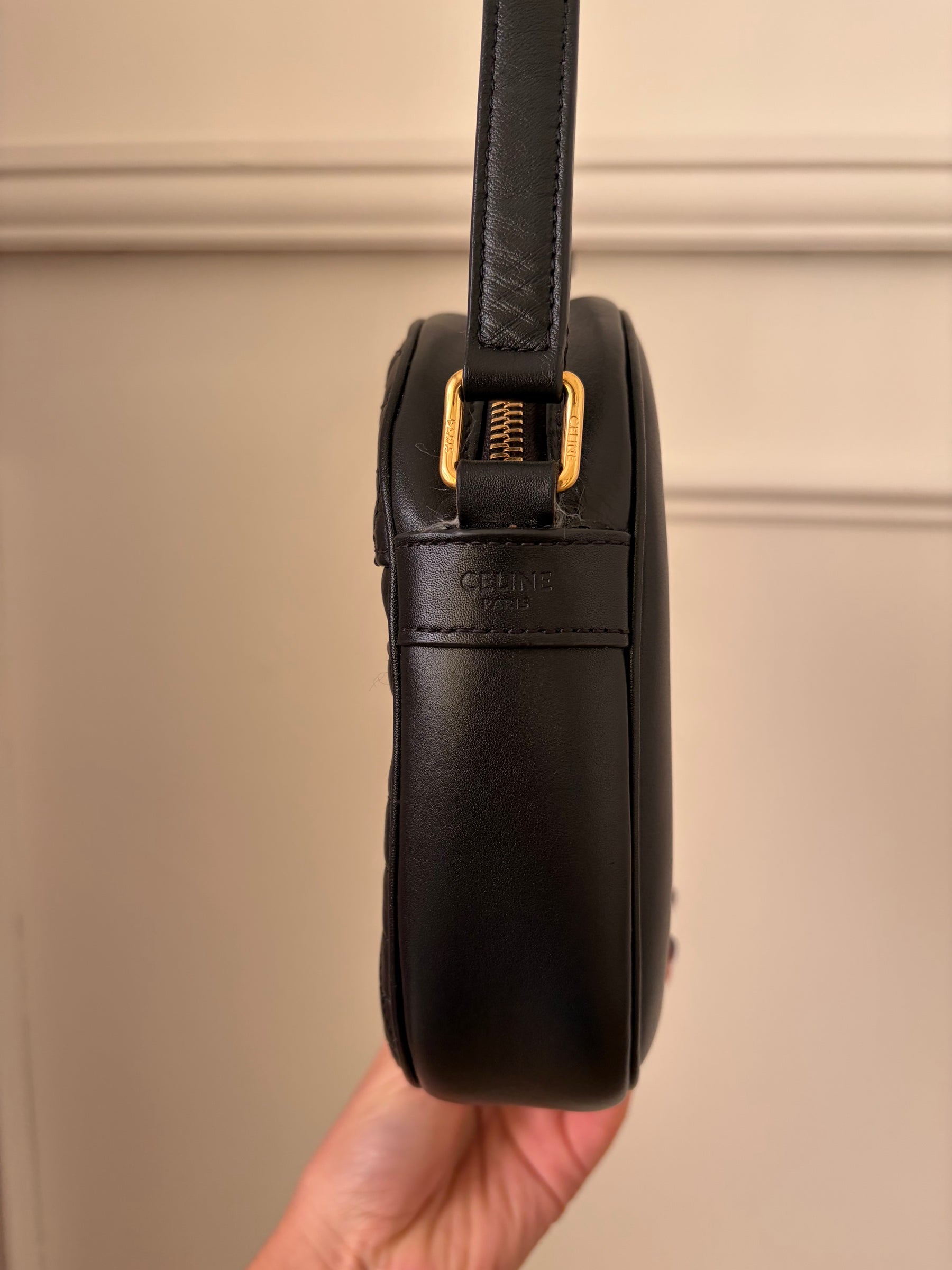Céline Black Leather Square Quilted Camera Bag