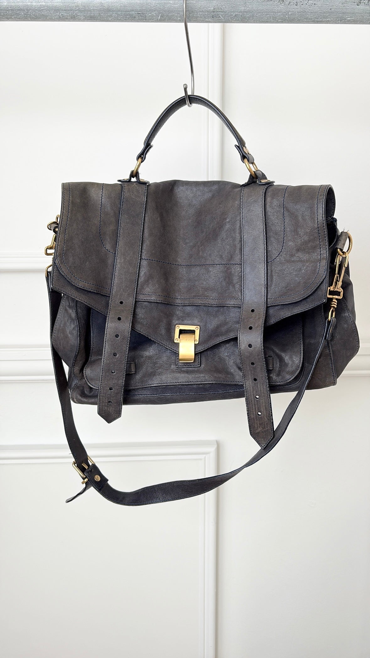 Proenza PS1 Leather Satchel Bag In Carbon