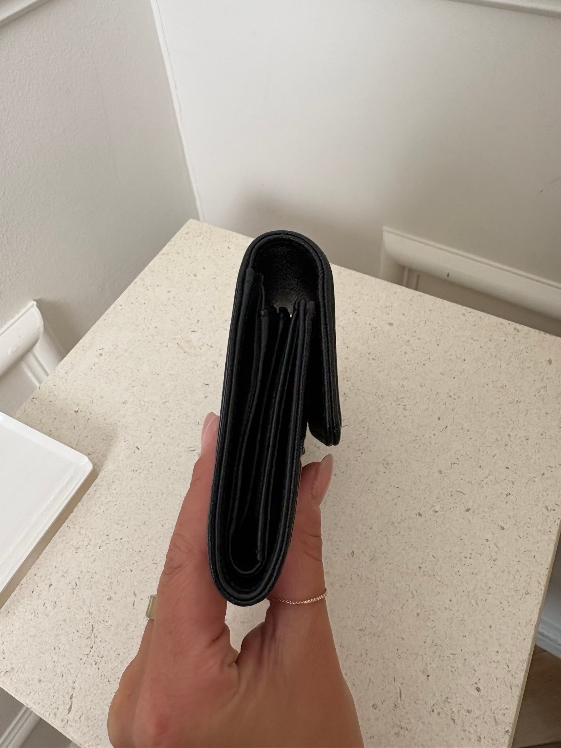 Chanel Black Caviar Leather Trifold Boy Wallet
