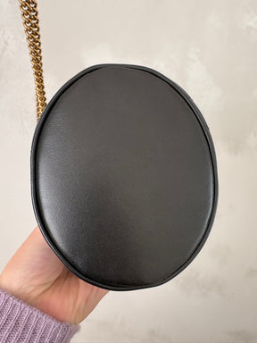 Gucci Black Chevron Leather Mini Marmont Bucket