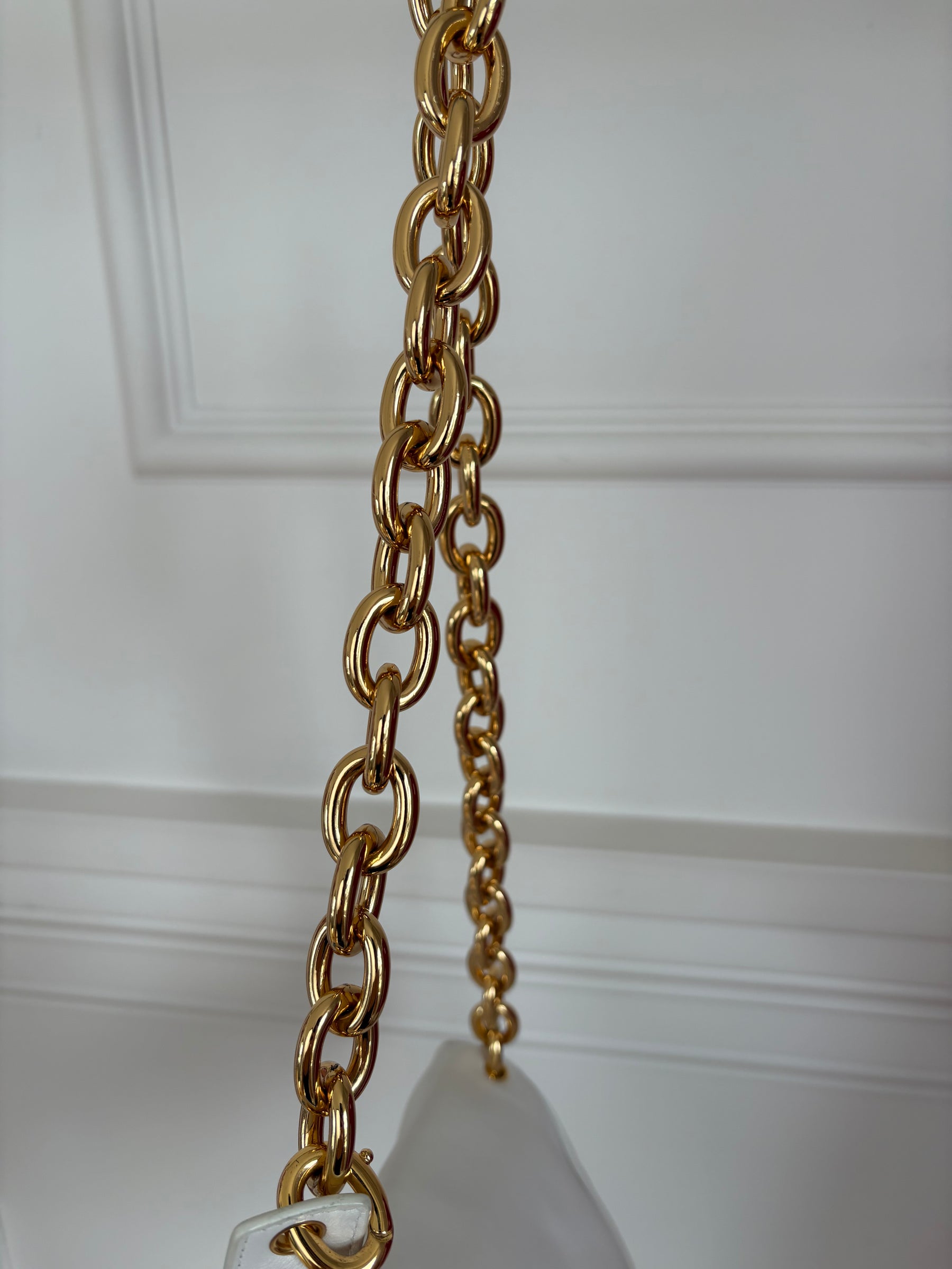 Bottega Veneta Chalk Leather Chain Pouch Belt Bag