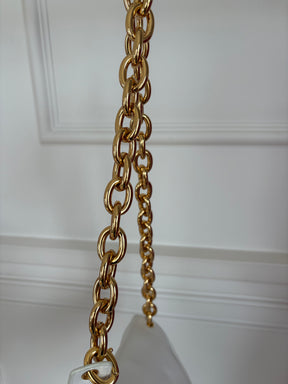 Bottega Veneta Chalk Leather Chain Pouch Belt Bag