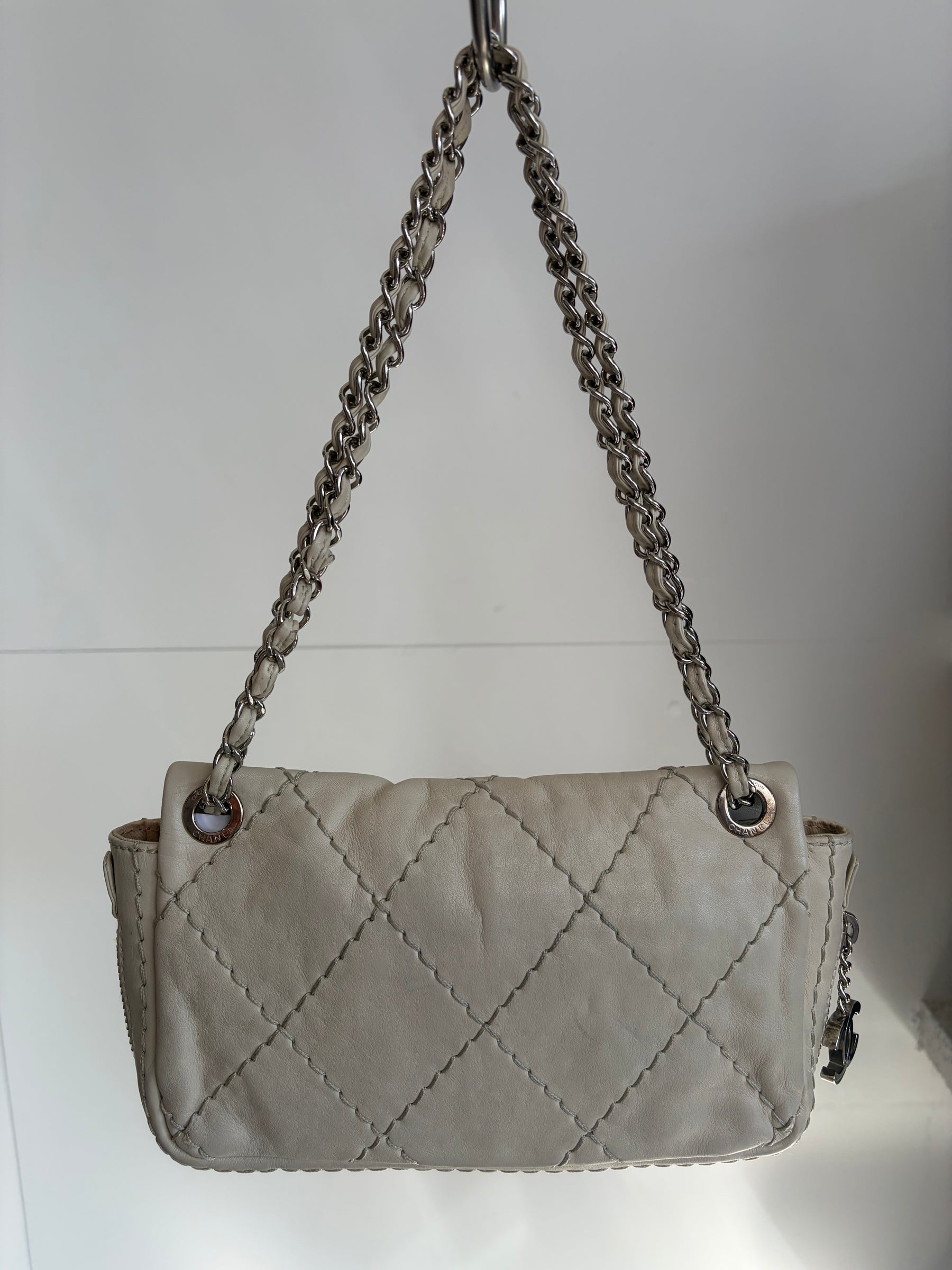 Chanel Cream Leather Ultimate Stitch Expandable Flap Bag