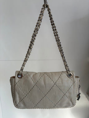 Chanel Cream Leather Ultimate Stitch Expandable Flap Bag