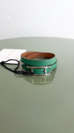 Hermès Behapi Wrap Bracelet Green Silver
