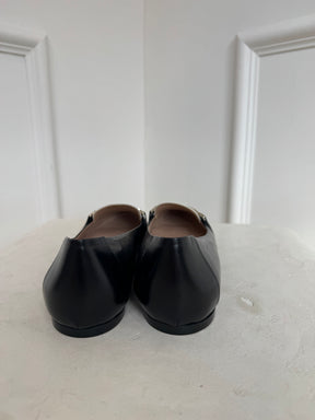 Tod's Black and White Leather Pointed Flats, 37.5