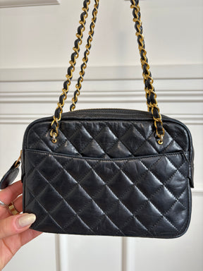 Chanel Navy Quilted Lambskin Leather Shoulder Camera Bag