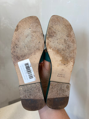 Hermès Green Leather Oran Sandals, 36