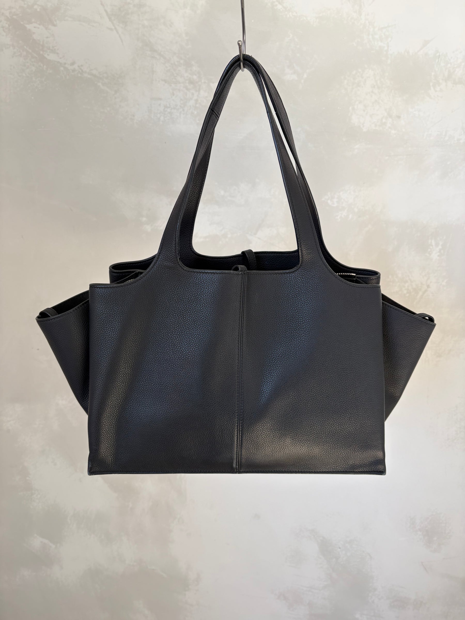 Celine Black Grained Leather Tri-Fold Bag