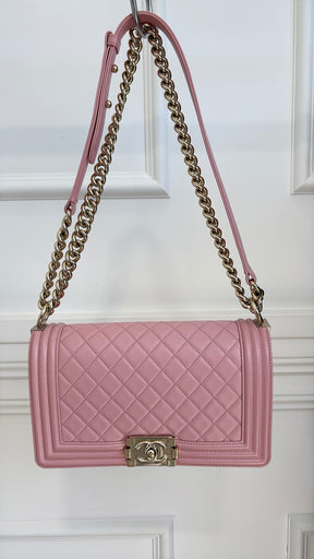 Chanel Pink Lambskin Leather Medium Boy Bag