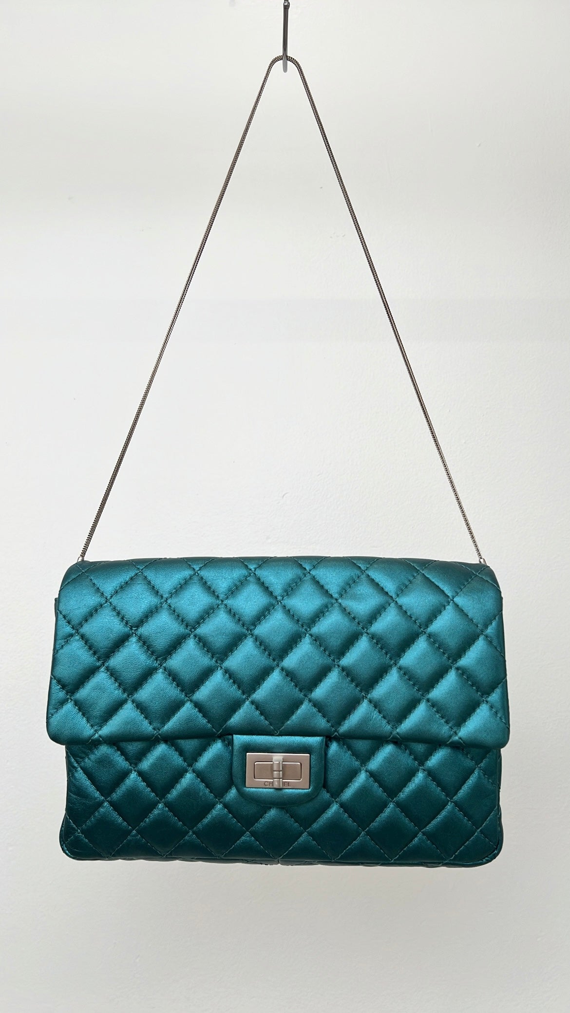 Chanel Metalic Teal Quilted Leather Reissue 2.55