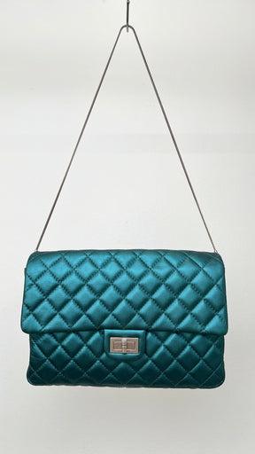 Chanel Metalic Teal Quilted Leather Reissue 2.55