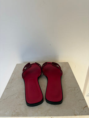 Hermès Burgundy Suede Oran Sandals, 39.5