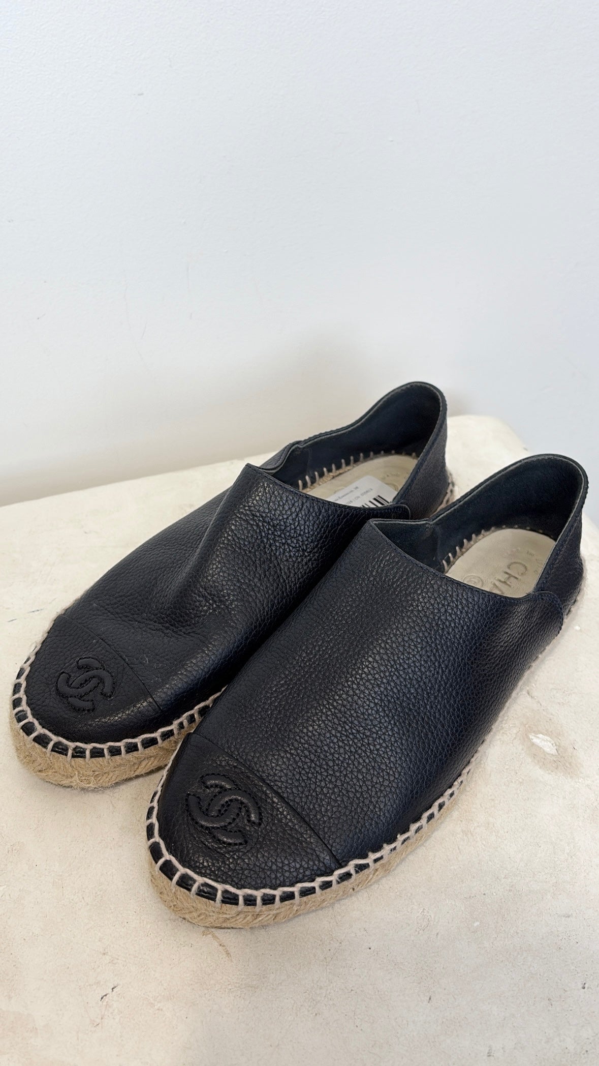 Chanel Black Leather Espadrilles, 38