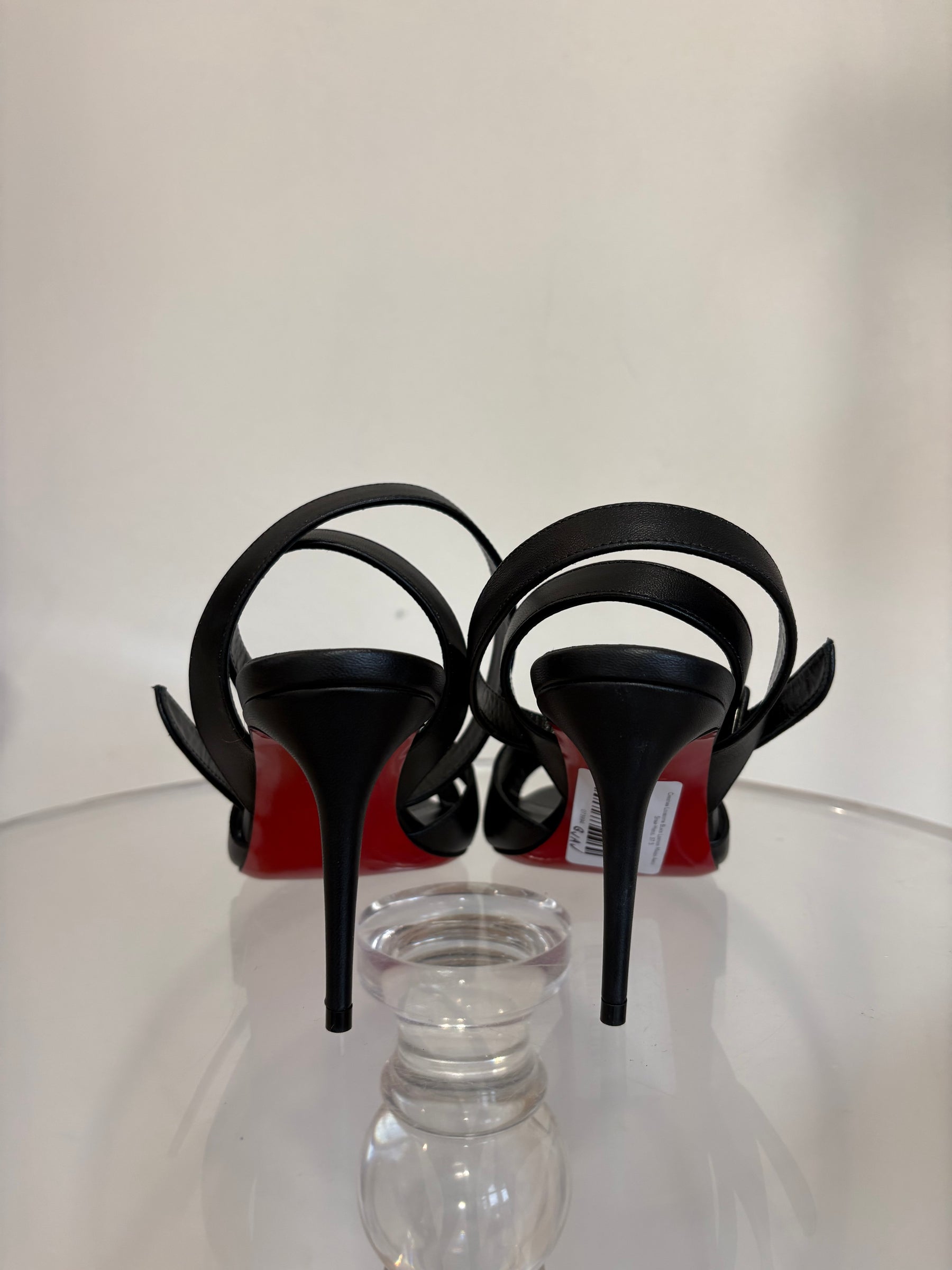 Christian Louboutin Black Leather Mariza Ankle Strap Heels, 37.5