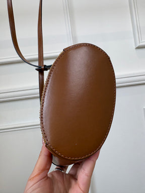 MARNI Brown Leather and Raffia Mini Logo Tote
