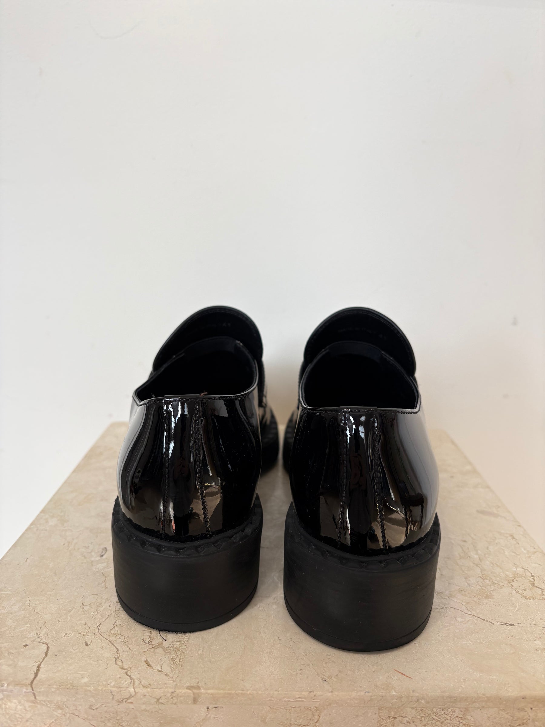 Prada Black Patent Leather Chunky Loafer, 41