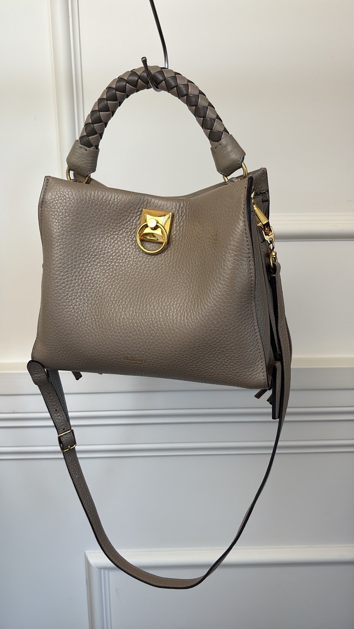 Mulberry Taupe Grained Leather Small Iris Bag