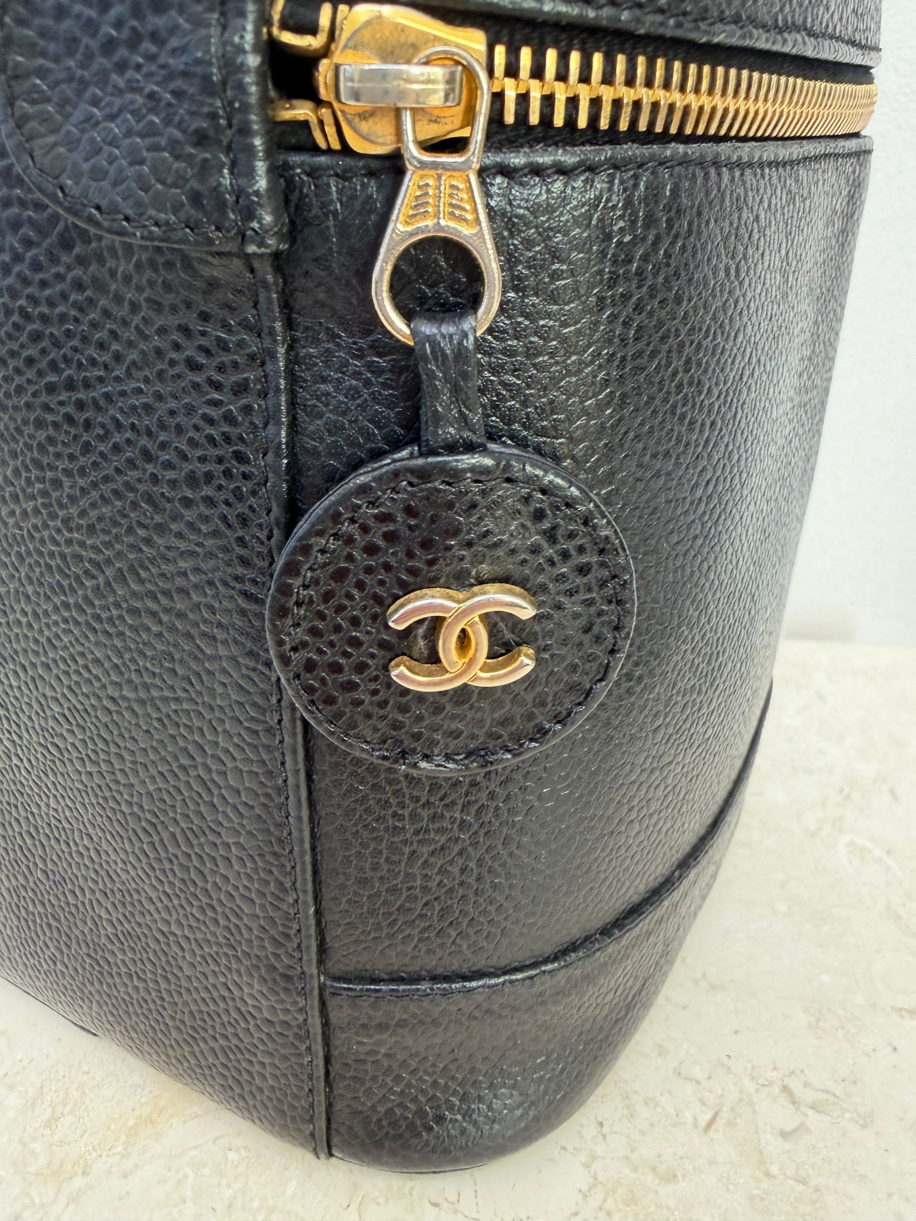 Chanel Black Caviar Leather Vanity Case