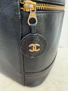 Chanel Black Caviar Leather Vanity Case