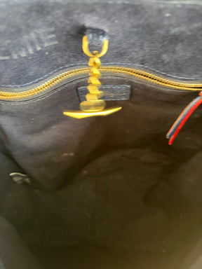 Jerome Dreyfuss Navy Suede Satchel Bag