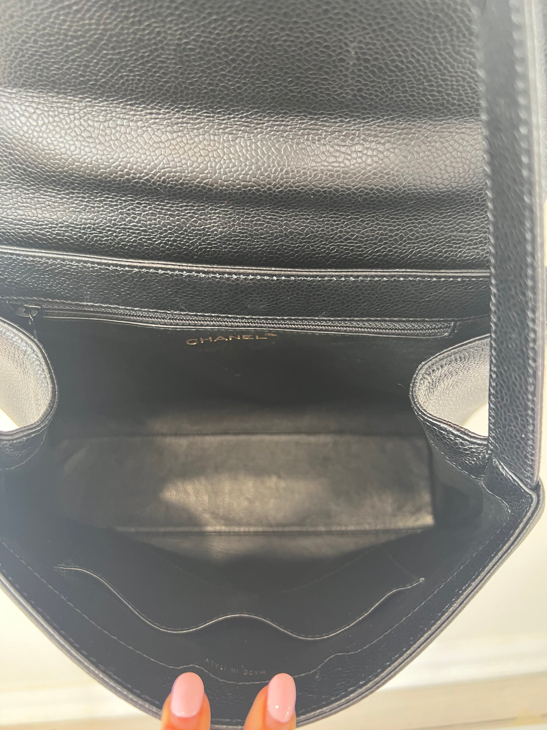 Chanel Black Caviar Leather Shoulder Kelly Bag