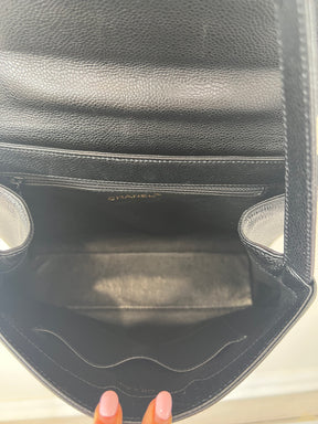 Chanel Black Caviar Leather Shoulder Kelly Bag