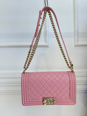 Chanel Pink Lambskin Leather Medium Boy Bag