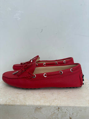 Tod's Red Leather Driving Shoe, 36.5