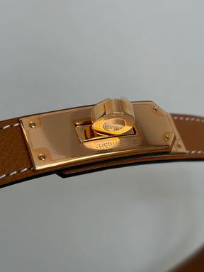 Hermès Gold Epsom Leather Kelly Belt with Rose Gold Hardware, OS