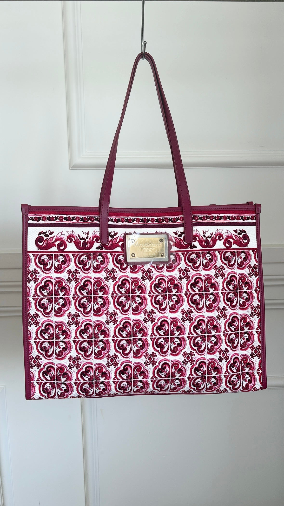 Dolce & Gabbana Canvas And Leather Floral Printed Tote Magenta, OS