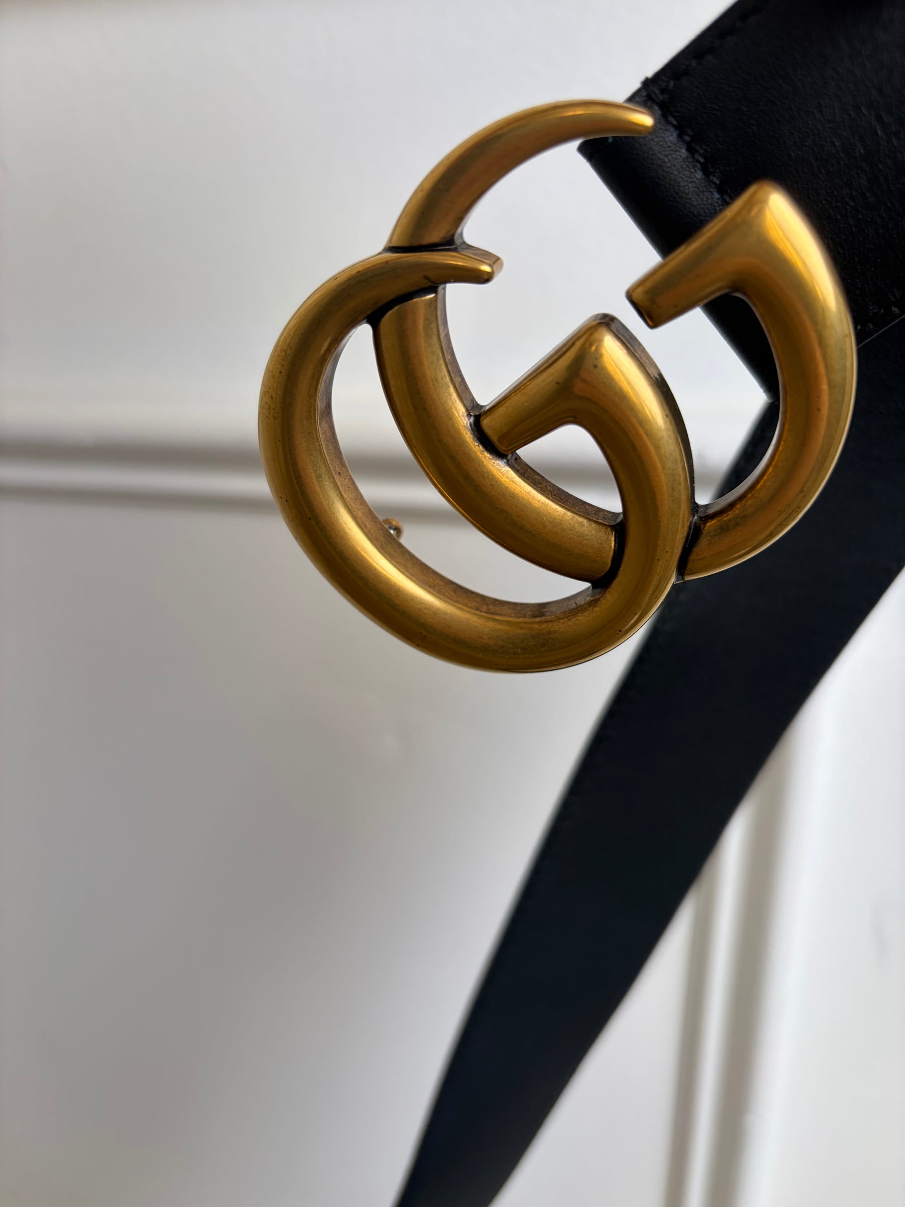 Gucci Black Leather Marmont Belt, 70