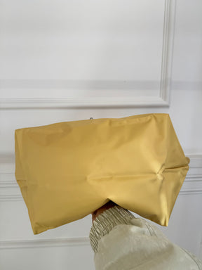Longchamp Yellow Leather and Nylon Pliage Tote